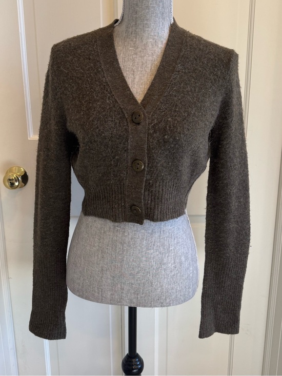 All Saints Sweaters - All Saints Cropped V-Neck Button Cardigan Sweater